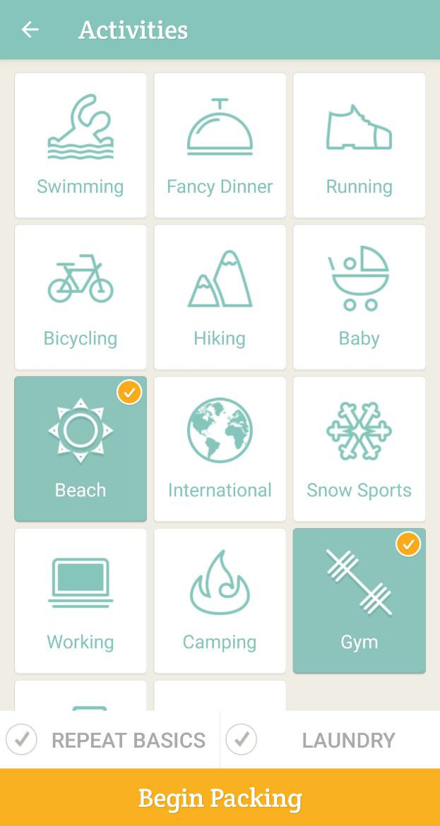 travel packing checklist app
